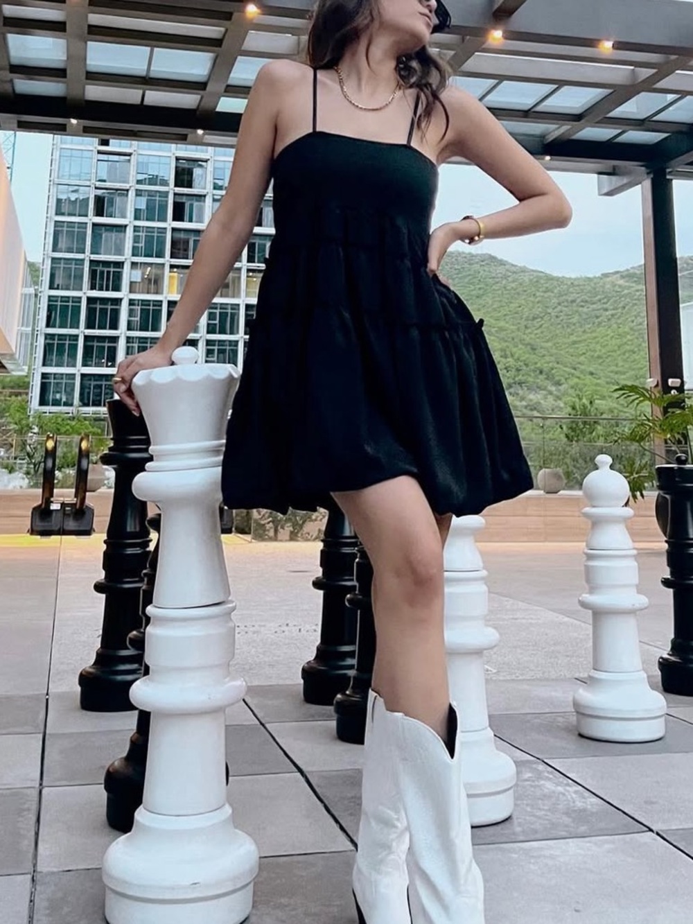 Black Tiered Spaghetti Strap Dress